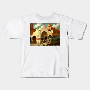 Vintage Art Deco Train Station Kids T-Shirt